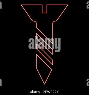Neon screw metal wood red color vector illustration image flat style light Stock Vector