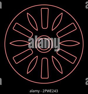 Neon drum industry circle round red color vector illustration image flat style light Stock Vector