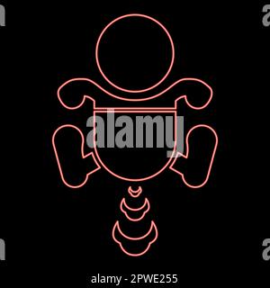 Neon child infant baby kid farts break wind farting bloating gas cloud stench bad smell flatulency red color vector illustration image flat style Stock Vector