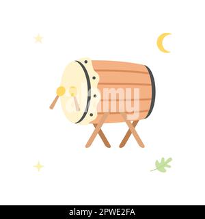 Flat Illustration of Bedug Drum, Eid Mubarak Isolated on a White Background Stock Vector