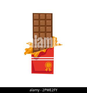Big chocolate bar in golden package cartoon illustration Stock Vector