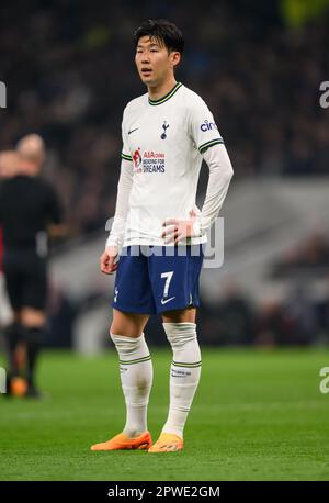 27 Apr 2023 - Tottenham Hotspur v Manchester United - Premier League - Tottenham Hotspur Stadium  Tottenham's Heung-Min Son during the Premier League match against Manchester United. Picture : Mark Pain / Alamy Live News Stock Photo