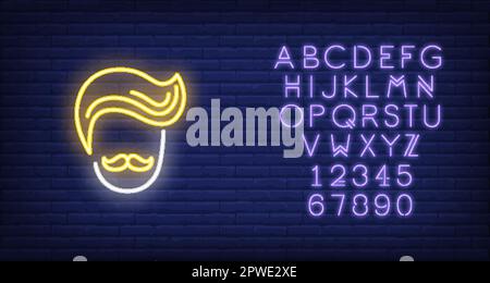 Hipster head neon sign Stock Vector