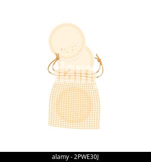 Reusable cotton pads with bag cartoon illustration Stock Vector