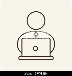 Work on laptop line icon Stock Vector