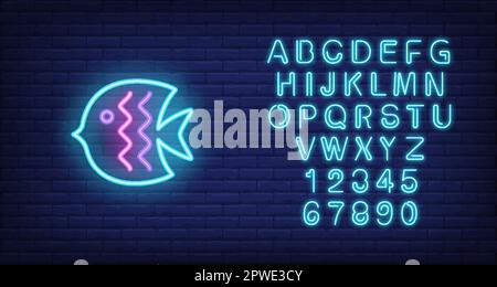 Fish neon sign Stock Vector