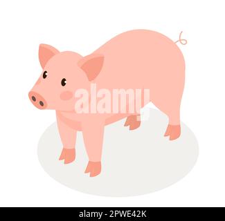 Isometric farm pig concept Stock Vector