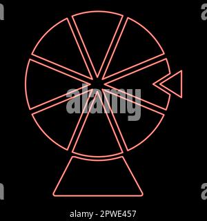 Neon wheel of Fortune lucky roulette spinning game chance concept red color vector illustration image flat style light Stock Vector