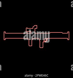 Neon store grenade launcher bazooka gun rocket system red color vector illustration image flat style light Stock Vector
