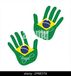 Hand drawn vector illustration with brazil flag pattern great for poster, magazine and web design Stock Vector