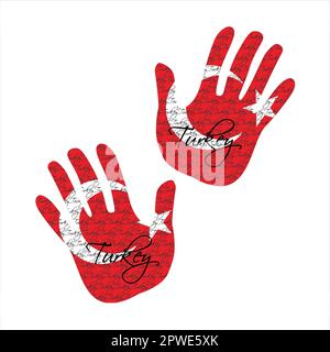 Hand drawn vector illustration with turkey flag pattern great for poster, magazine and clothes design Stock Vector