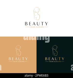 Beauty vector logo design. Ancient sculpture of woman body logotype. Luxury statue logo template. Stock Vector