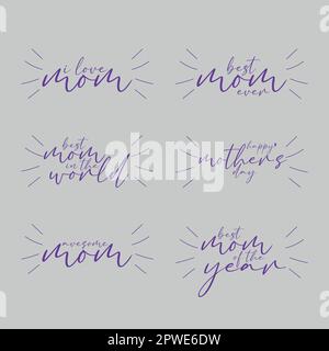 Happy mothers day hand drawn lettering badge collection Stock Vector