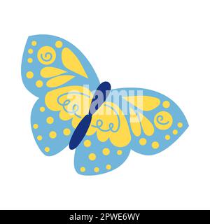 Butterfly in light blue and yellow colors Stock Vector