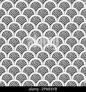 Abstract sashiko style japanese wave seamless pattern background Stock Vector