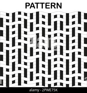 Seamless psychedelic geometric pattern with black and white optical illusion squares Stock Vector