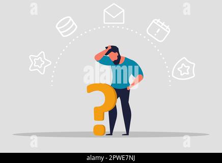 The process of human thinking. A man thinks and solves problems. Strategic thinking of people and prototyping idea for business. Vector illustration c Stock Vector