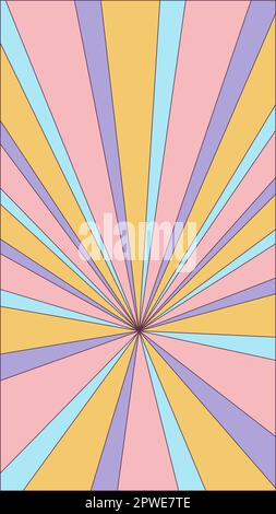 Groovy retro burst sun rays background. Vintage colorful abstract geometric pattern. Vector summer hippie carnival illustration for poster, flyer Stock Vector