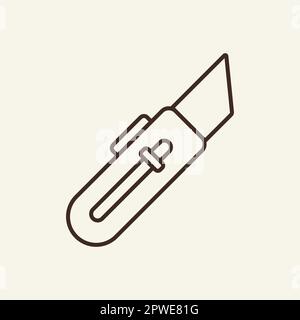 Cutter knife line icon Stock Vector