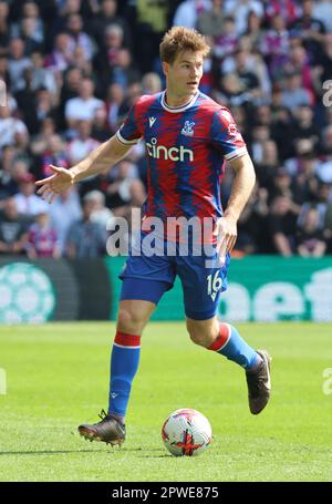 Crystal Palace's Joachim Andersen in action during English Premier League soccer match between Crystal Palace against West Ham United at Selhurst Park Stock Photo