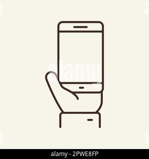 Smartphone in hand line icon Stock Vector