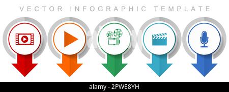 Entertainment icon set, miscellaneous pointer icons such as video, play, cinema, movie and music for webdesign and mobile applications, modern design Stock Vector