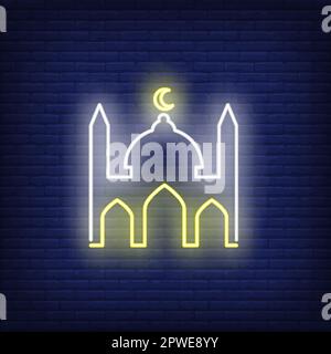 Islamic mosque neon sign Stock Vector