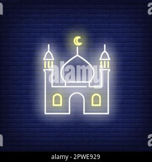 Mosque neon text Stock Vector