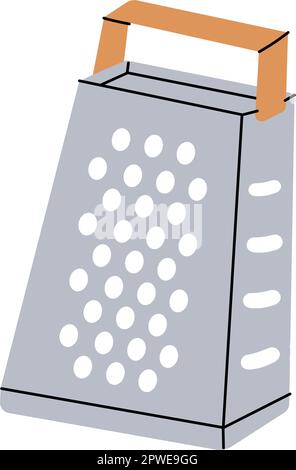 Hand steel grater, kitchen shredder icon. Kitchen tools silhouette. Vector illustration Stock Vector