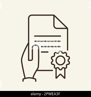 Document in hand line icon Stock Vector