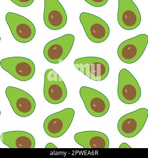 Healthy food. Avocado print Seamless avocado pattern for textiles, prints, clothing, blanket, banner, and more. Vector illustration Stock Vector