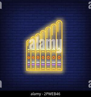 Indian pan flute neon sign Stock Vector