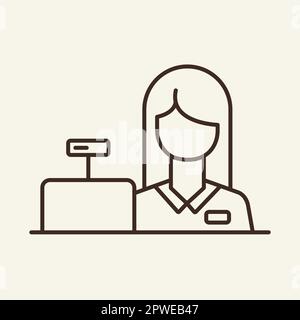 Shop cashier line icon Stock Vector