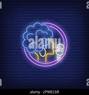 Jazz retro woman singer neon sign Stock Vector