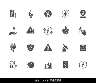 Energy related black icons set Stock Vector
