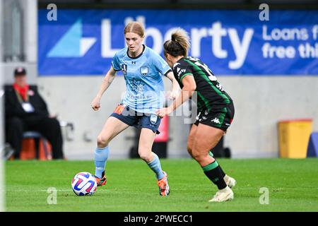 Sydney, Australia. 30th Apr, 2023. Cortnee Brooke Vine (L) of Sydney FC and Danielle Steer (R) of Western United FC are seen in action during the Liberty A-League 2023 Grand Final match between Sydney FC and Western United FC held at the CommBank Stadium. Final score Sydney FC 4:0 Western United (Photo by Luis Veniegra/SOPA Images/Sipa USA) Credit: Sipa USA/Alamy Live News Stock Photo