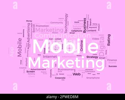 Word cloud background concept for Mobile Marketing. Media advertisement, digital social communication of business promotion. vector illustration. Stock Vector