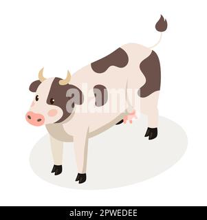 Isometric farm cow concept Stock Vector