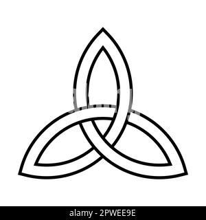 Triquetra, an emblem of the Trinity, formed by the interlacing of three equal arcs or portions of circles. Celtic triangular knot. Stock Photo