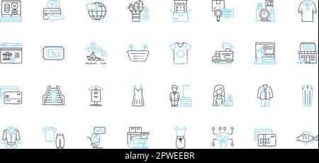Style purchases linear icons set. Fashion, Attire, Trendy, Statement, Chic, Futuristic, Classic line vector and concept signs. Dapper,Designer,Elegant Stock Vector