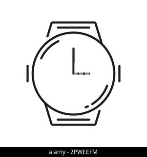 Hand watch isolated smartwatch with silicone band. Vector electronic clock with round face, stylish accessory smart watch. Wristwatch and electronic c Stock Vector
