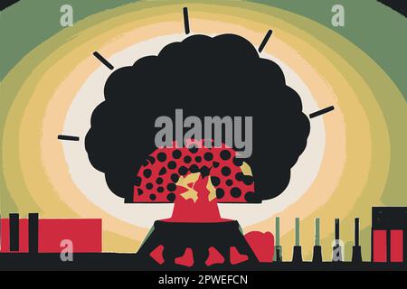 Nuclear explosion, abstract vector illustration. Stock Vector