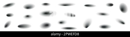 Drop ellipse shadows set. Dark oval effects collection. radial shade gradient. Flat Vector isolated illustration Stock Vector