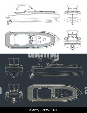 Stylized vector illustration of drawings of a speedboat Stock Vector Image  & Art - Alamy