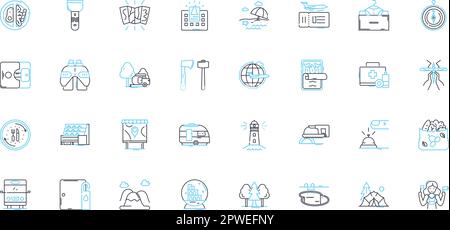 Digital innovations linear icons set. Disruption, Augmented, Virtual, Algorithm, Automation, Cryptocurrency, Cryptography line vector and concept Stock Vector