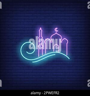 Mosque logo neon sign Stock Vector