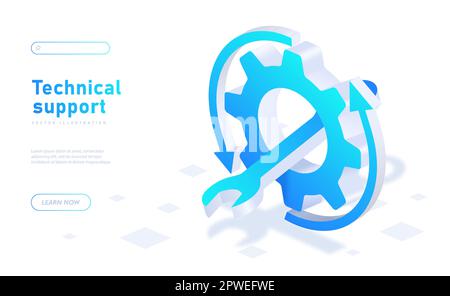 Technical support white banner Stock Vector