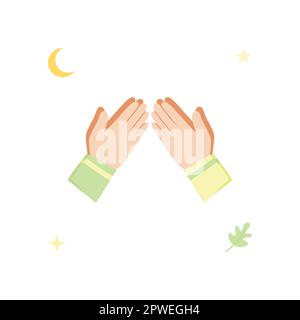Hands Forgiving, Eid Mubarak Isolated on a White Background Stock Vector