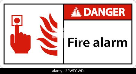 Danger Fire Alarm Sign On White Background Stock Vector