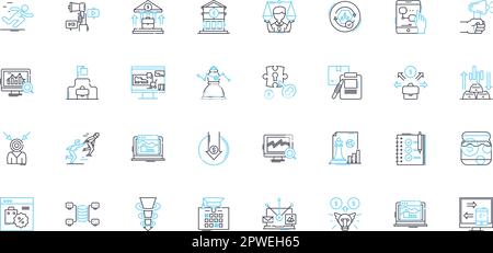 Capital structure linear icons set. Equity, Debt, Financing, Assets, Liabilities, Leverage, Bonds line vector and concept signs. Stock,Warrants Stock Vector